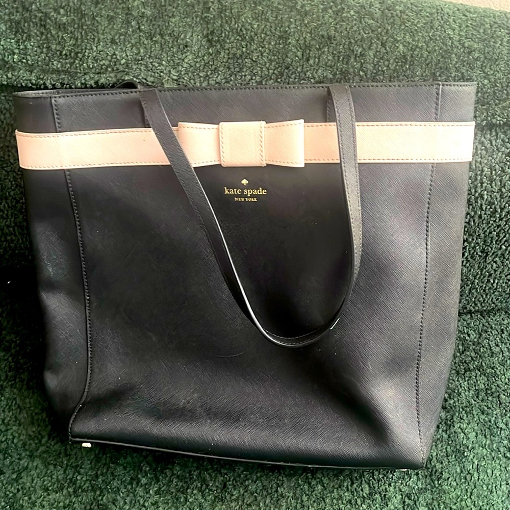 Kate Spade Kirk Park Saffiano Britain Tote Blush Bow Leather